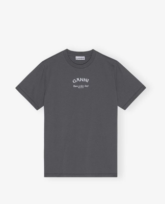 Camiseta Ganni gris oscuro relajada